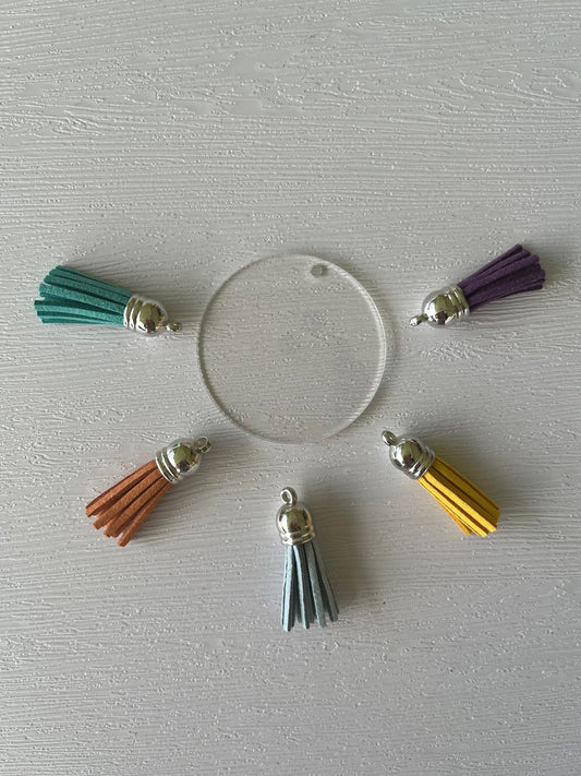 Acrylic Circle Keyring with Tassel